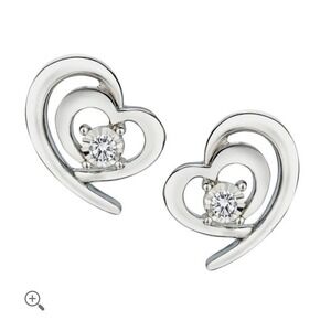 Double Hearts Lab Grown Diamond Earrings .06 Carat Sterling Silver Made for You